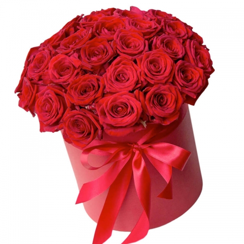 Букет из 51 розы в шляпной коробке "For Love"